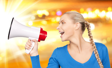 Image showing woman with megaphone