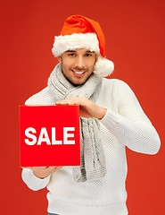 Image showing handsome man in christmas hat