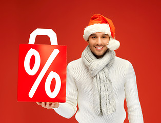 Image showing handsome man in christmas hat