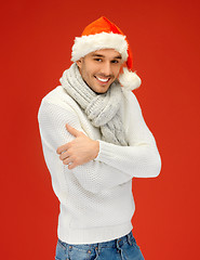 Image showing handsome man in christmas hat