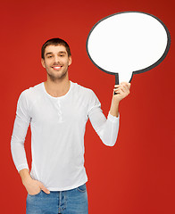 Image showing smiling man with blank text bubble