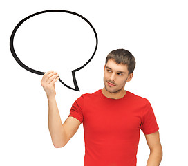 Image showing pensive man with blank text bubble