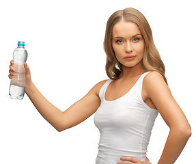 Image showing young beautiful woman with  bottle of water