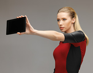 Image showing woman working with tablet pc