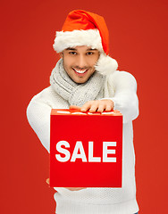 Image showing handsome man in christmas hat