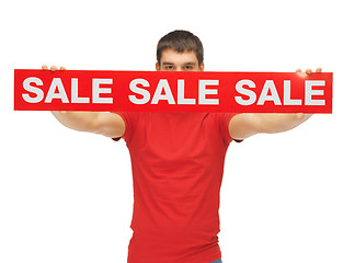 Image showing man holding sale sign