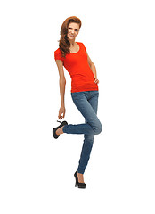 Image showing beautiful teenage girl in red t-shirt