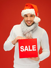 Image showing handsome man in christmas hat