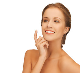 Image showing beautiful woman with moisturizing creme drop