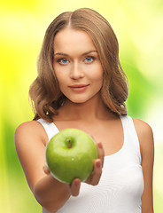 Image showing woman with green apple