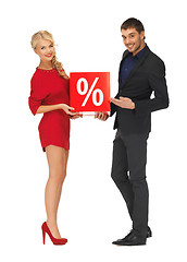 Image showing man and woman with percent sign