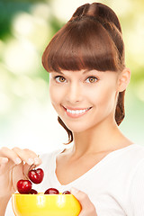 Image showing woman with cherries