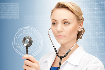 Image showing attractive female doctor with stethoscope