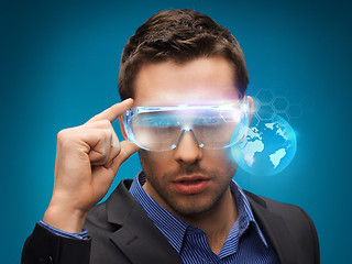 Image showing businessman with digital glasses