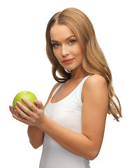 Image showing woman with green apple