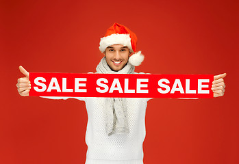 Image showing handsome man in christmas hat