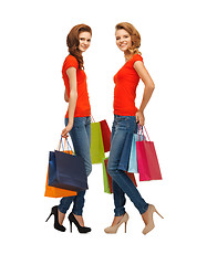 Image showing two teenage girls with shopping bags
