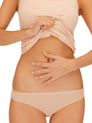 Image showing woman body in beige cotton undrewear