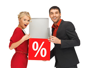 Image showing man and woman with percent sign