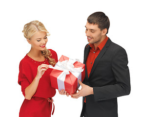 Image showing man and woman with present