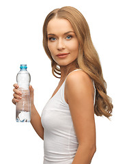 Image showing young beautiful woman with  bottle of water