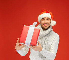 Image showing handsome man in christmas hat