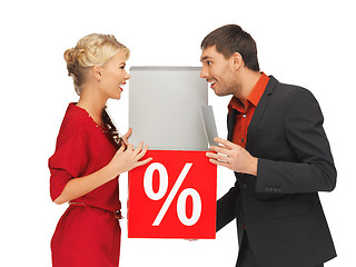 Image showing man and woman with percent sign