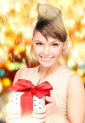 Image showing happy woman with gift box