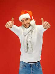 Image showing handsome man in christmas hat