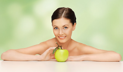 Image showing woman with green apple