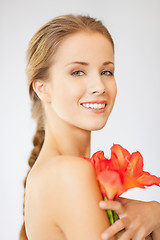 Image showing lovely woman with lily flower