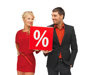 Image showing man and woman with percent sign