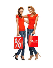 Image showing two teenage girls with shopping bags