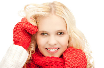 Image showing beautiful woman in mittens