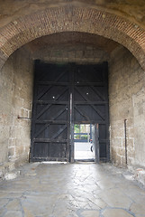 Image showing ancient wood entry door to fortaleza