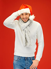 Image showing handsome man in christmas hat