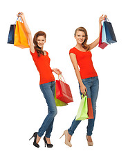 Image showing two teenage girls with shopping bags