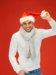 Image showing handsome man in christmas hat