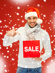 Image showing handsome man in christmas hat