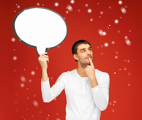 Image showing pensive man with blank text bubble