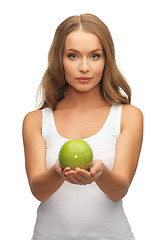 Image showing woman with green apple