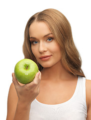 Image showing woman with green apple