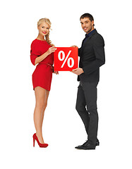 Image showing man and woman with percent sign