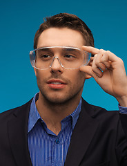 Image showing businessman in protective glasses