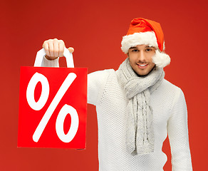 Image showing handsome man in christmas hat