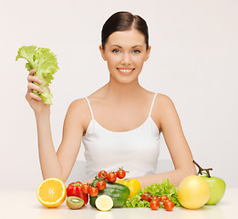 Image showing woman with fruits and vegetables