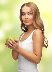 Image showing woman with green apple