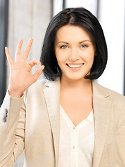 Image showing young woman showing ok sign