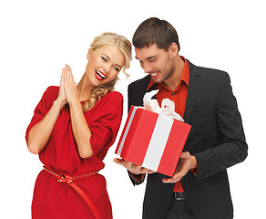 Image showing man and woman with present