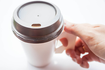 Image showing Hot drink with espresso shot in paper cup